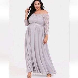 Torrid Lavender/Grey Lace Maxi Dress